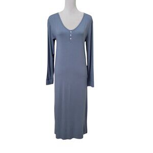 Recliner Size S Dusty Blue-Gray Long Sleeve Night Gown, NWOT